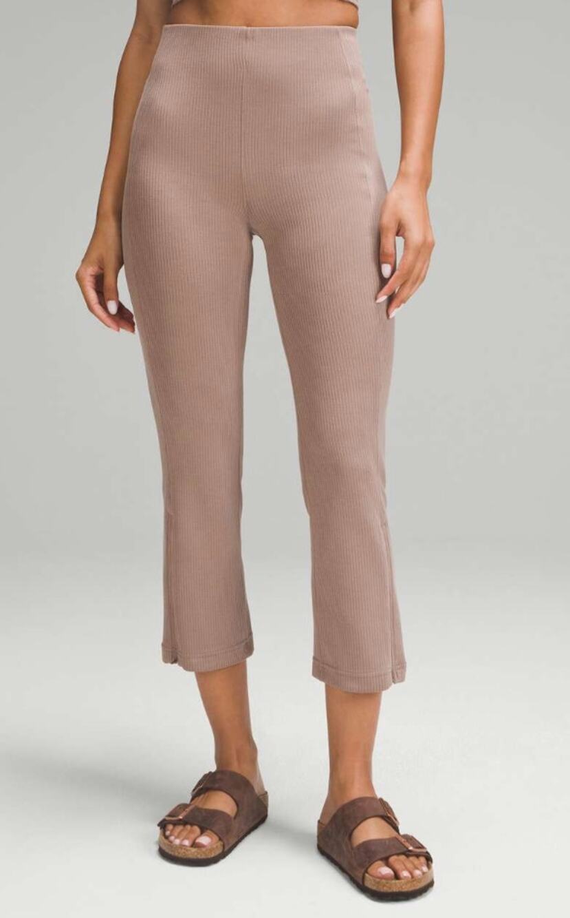 Lululemon Ribbed Softstreme Zip-Leg High-Rise Cropped Pants 25" Taupetastic 4
